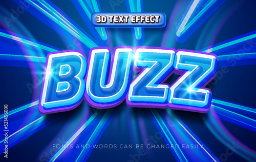 Buzz blue light 3d editable text effect style