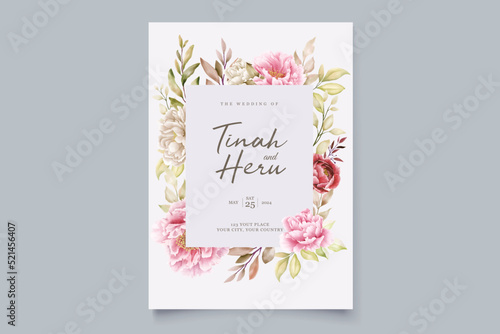 peony floral background and frame card design
