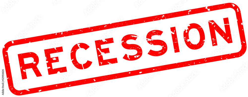Grunge red recession word square rubber seal stamp on white background Grunge red recession word square rubber seal stamp on white background
