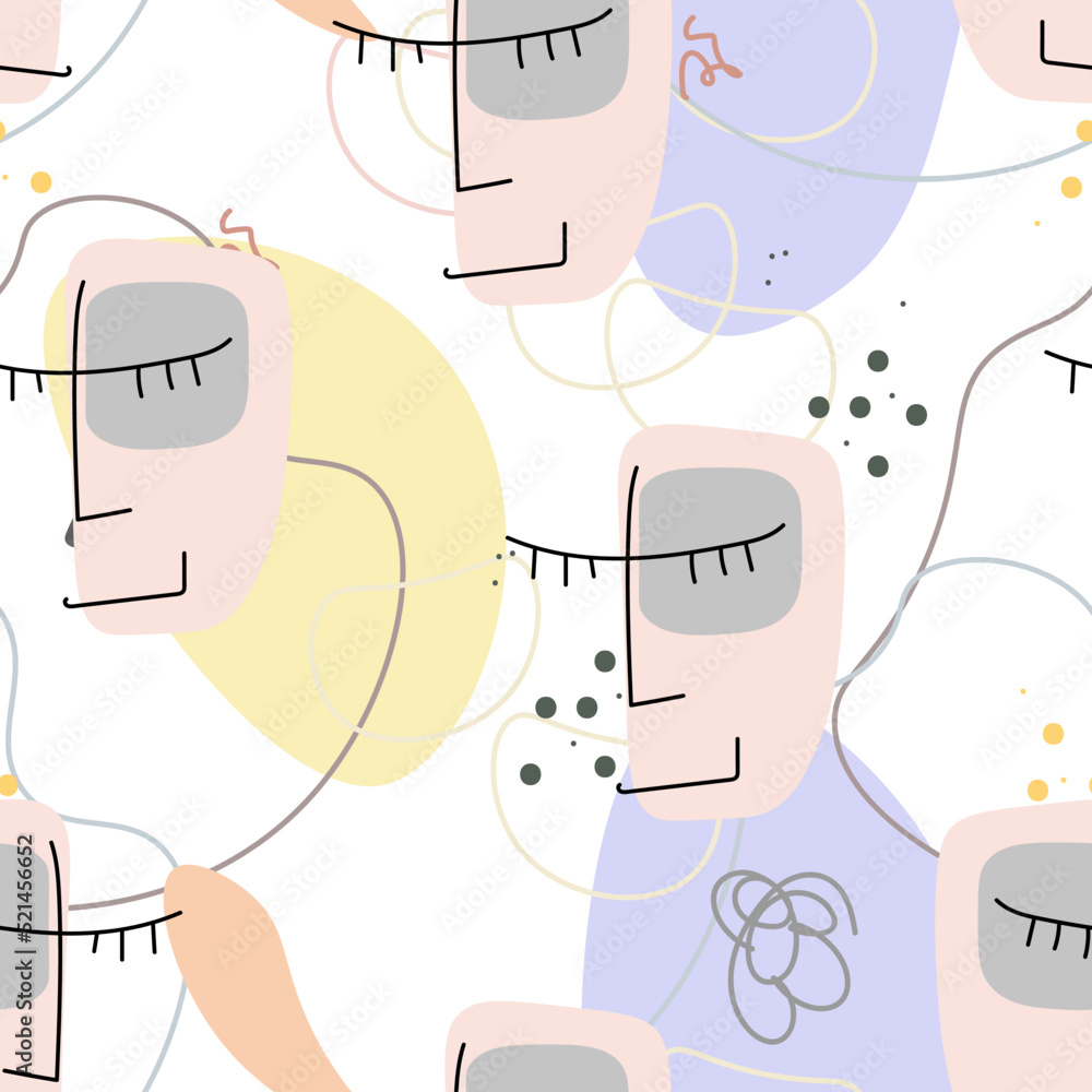 Face line pattern Abstract drawing seamless print Face line pattern Abstract drawing seamless print