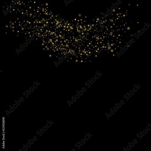 Falling Snow flakes golden pattern Holiday Vector