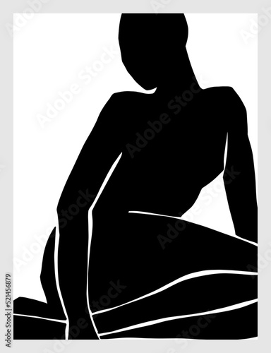 Mid century modern art print. Gallery wall printable art. Sketch of a woman. Boho style interior decor.