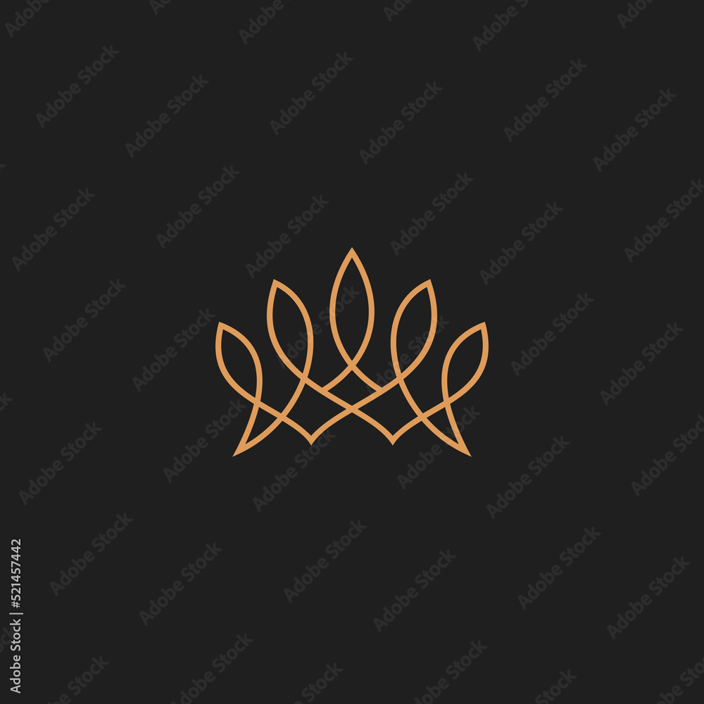 Obraz premium Graceful linear crown logo design template. Premium boutique, jewelry, wedding salon logotype design concept icon