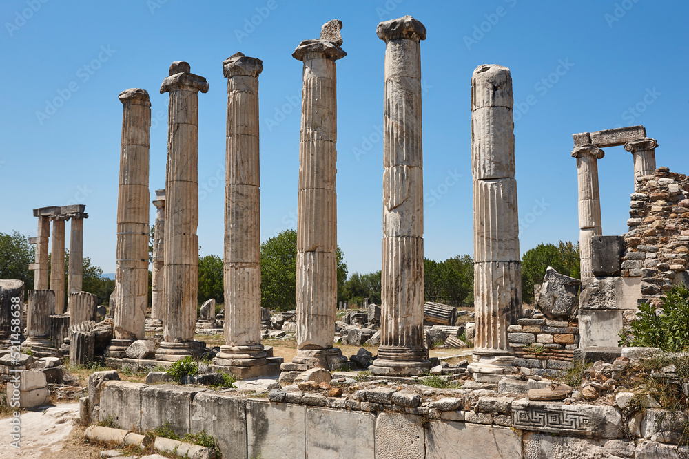Afrodisias greek ruins in Anatolia. Ancient historic village in Turkey