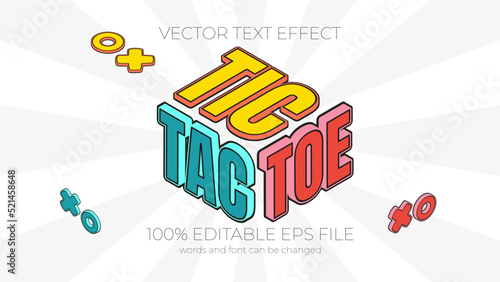 tic tac toe editable text effect style, EPS editable text effect photo