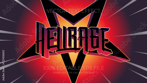hell rage editable text effect style, EPS editable text effect