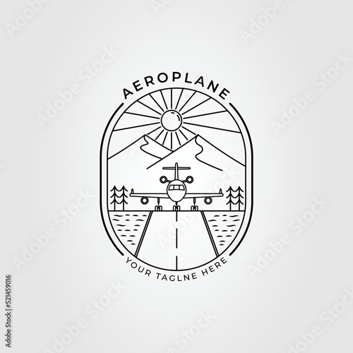 landing plane or airplane or aeroplane logo vector illustration design