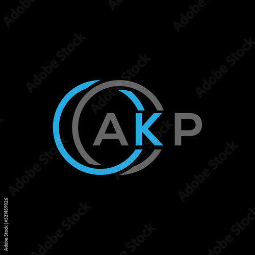 AKP logo monogram isolated on circle element design template, AKP letter logo design on black background. AKP creative initials letter logo concept. AKP letter design.
 photo