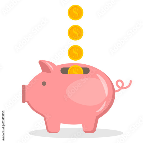 Piggy bank with coin. Icon saving or accumulation of money, investment, donat. Outline money box icon, with editable stroke. Piggy bank with dollar sign, moneybox pictogram. Piggybank, investing
