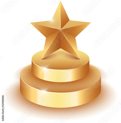 Star Gold Trophy. Vector illustration