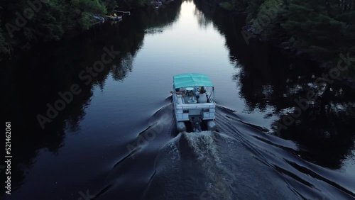 Aerial view of the pontoon On the Muskoka River In Bracebridge Ontario, Muskoka photo