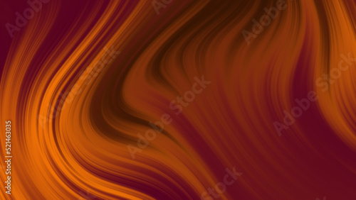 Fluid vibrant gradient of orange brown red colors with smooth movement in the frame turning waves with copy space. Abstract lines background concept