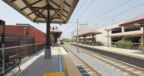 Panning Quickly Approaching Train At Monrovia Metro Station - Los Angeles, California photo