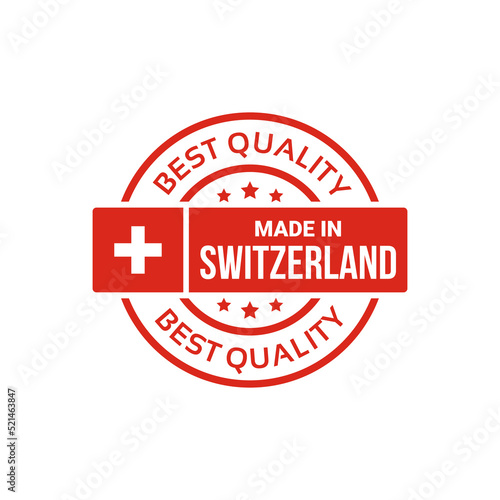made in switzerland badge icon stamp logo with flag. vector illustration
