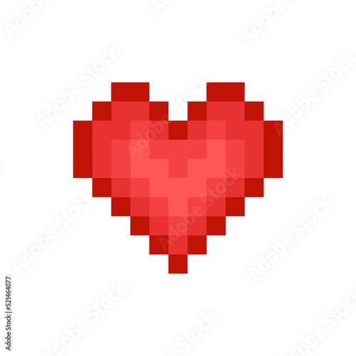Red simple heart from mosaic pixel square parts - vector illustration. 