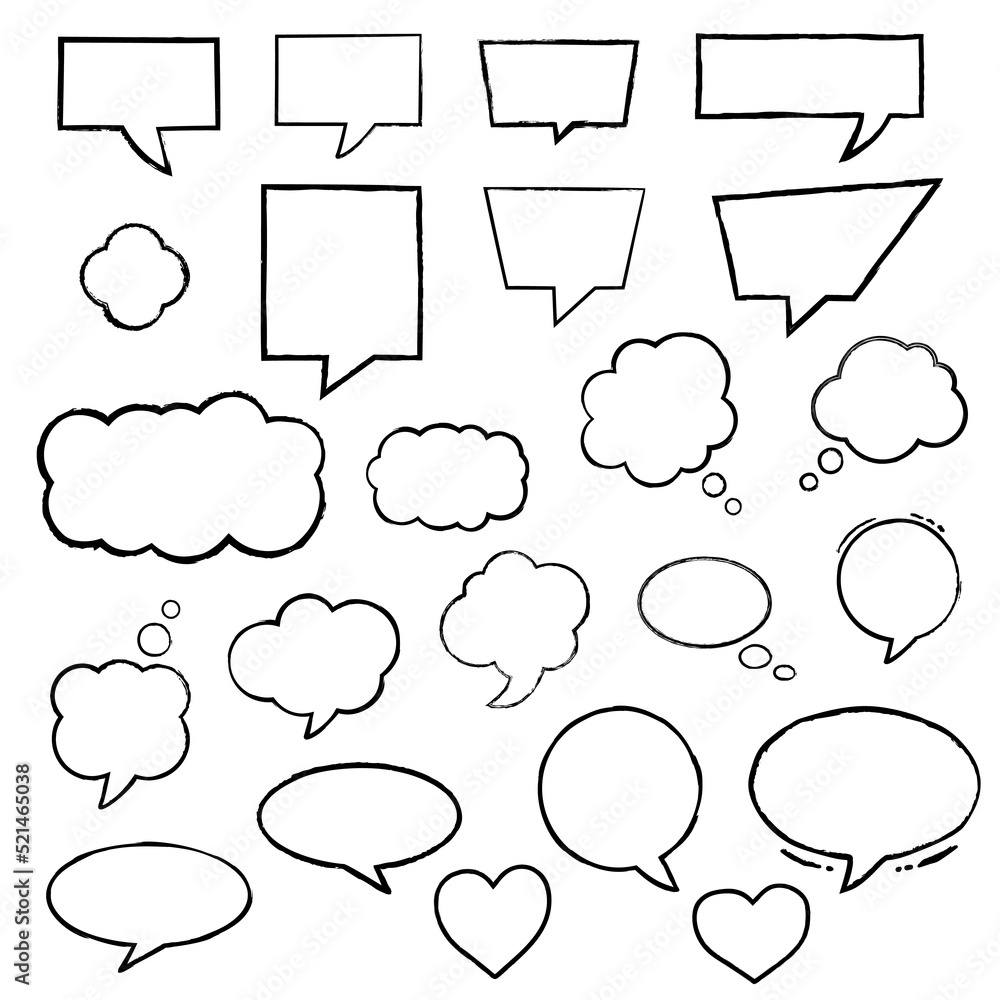 Obraz premium Set of vector ink outline cartoon speech bubbles