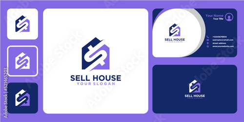 sell logo design with house and business card