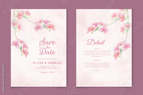 Elegant flower watercolor background card. Wedding floral invitation .