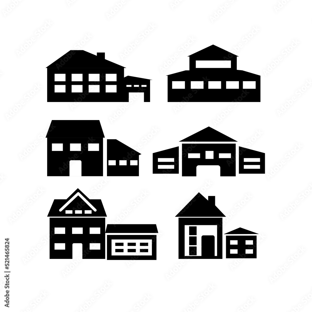 Vector building icons set - office city structure illustrations - residential house, real estate icons
