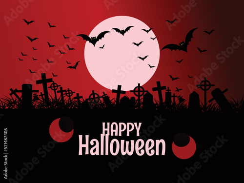 Vintage graveyard silhouette halloween template 02