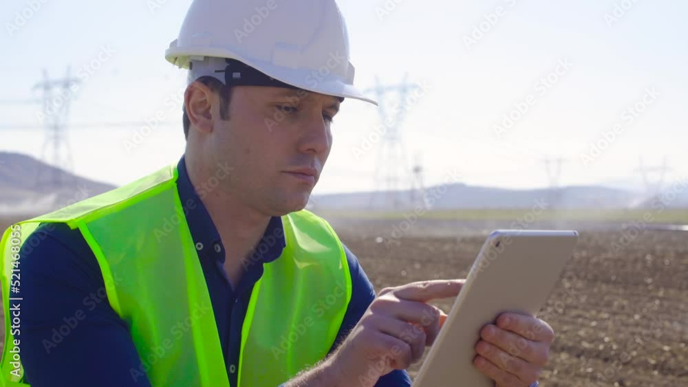 Engineer works with tablet in farmland.
Agricultural irrigation is being done and the engineer is working on the tablet. Modern and technological agriculture.
Engineer works with tablet in farmland.
Agricultural irrigation is being done and the engineer is working on the tablet. Modern and technological agriculture.