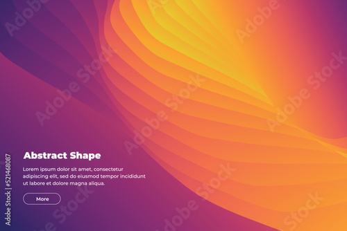 beautiful abstract illustration in the form of gradient dark blue, purple, pink and orange lines overlapping each other. Bottom left there is space for your text. Template for cover, flyer or banner. 