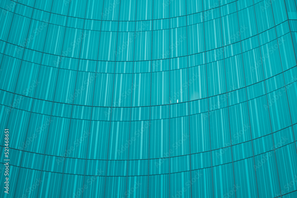 Obraz premium underside panoramic and perspective view to steel blue glass high rise building skyscrapers