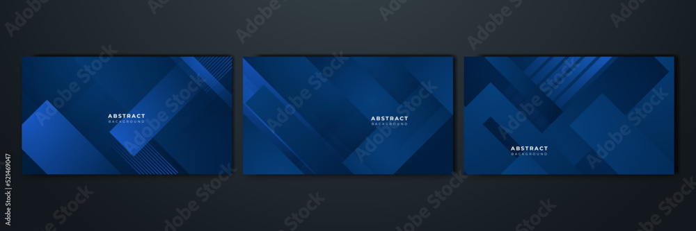 Abstract background design with blue geometric shapes. Modern dark blue background. Vector abstract graphic design banner pattern background template. Abstract background design with blue geometric shapes. Modern dark blue background. Vector abstract graphic design banner pattern background template.