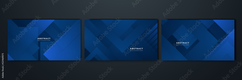 Abstract background design with blue geometric shapes. Modern dark blue background. Vector abstract graphic design banner pattern background template.