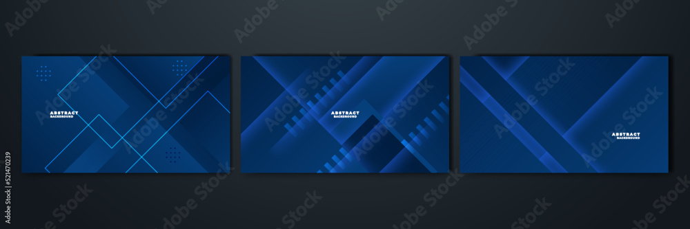Fototapeta premium Modern professional blue vector abstract technology business background with lines and geometric shapes. Dark blue abstract background for business presentation, social media template, poster, and ads