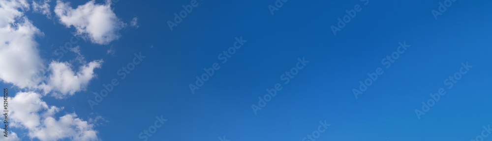 Long sky banner. Blue background in the air. Abstract style for text, design, fashion, agencies, websites, bloggers, publications.