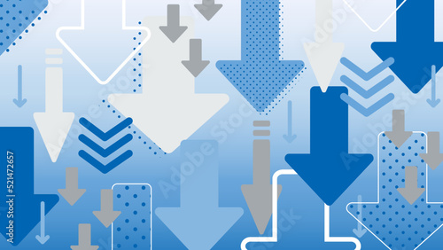 下降する矢印の背景・青