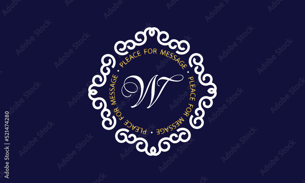 Fototapeta premium Elegant logo and monogram design with exclusive letter W in center on dark background, vector template. Exquisite