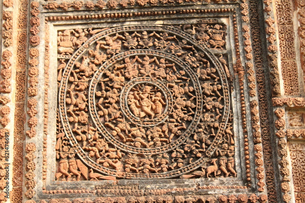 terracotta sculpture of a temple from Bishnupur Bankura district of West Bengal India.