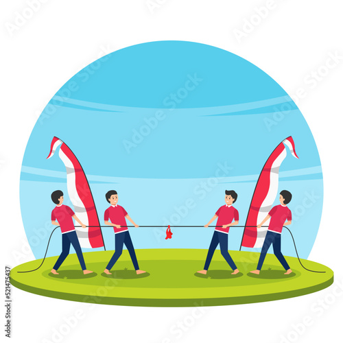 tarik tambang - translate tug of war competition on indonesia independence day
