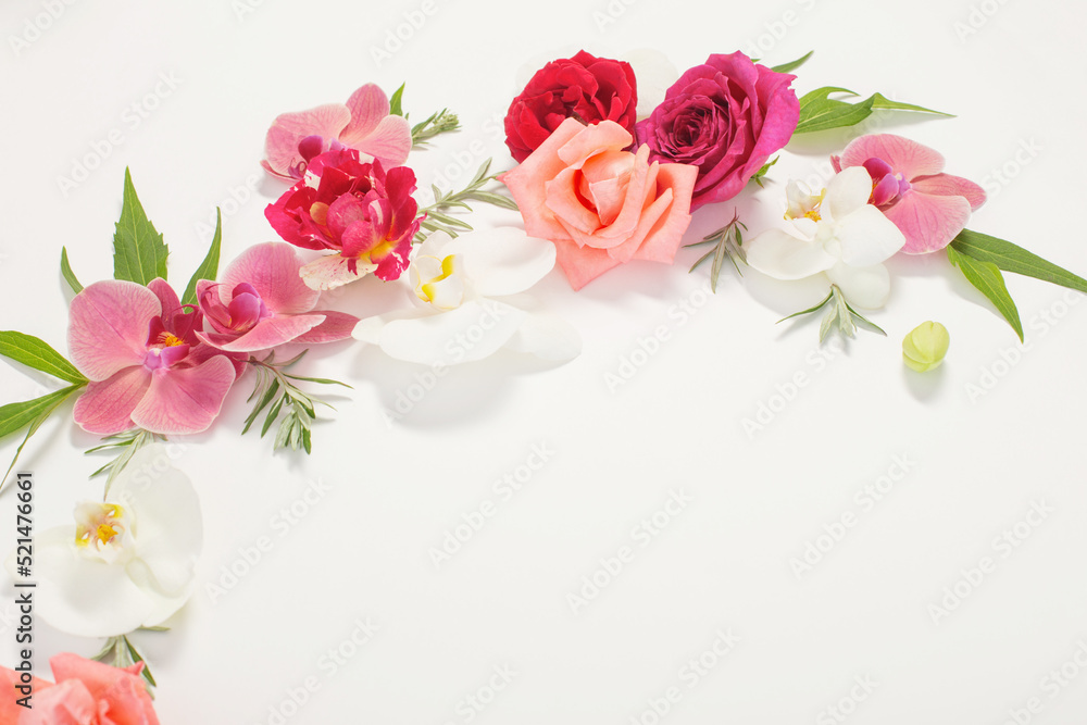 pattern of summer flowers on white background pattern of summer flowers on white background