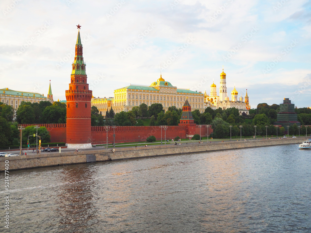 View of the Moscow Kremlin from the Moskva River embankment, Russia