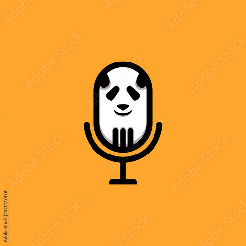 podcast design collection isolated from microphone and panda shape into logo template