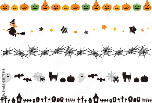 ハロウィンのかわいい罫線セット／飾り罫／ベクター／イラスト／素材