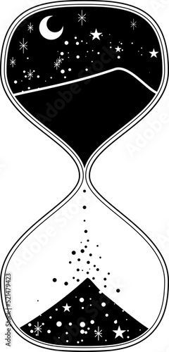 Sandglass and stars illustration
