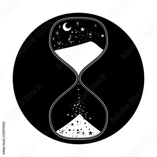 Sandglass and stars illustration