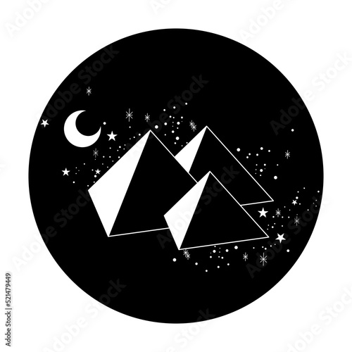 pyramids in galaxy illustration - spiritual and mystic design