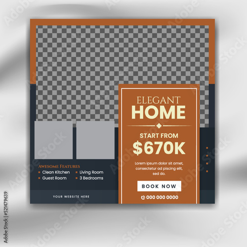 Real estate house agency social media template. square banner real estate sale promotion post