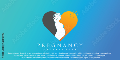 Women pregnant logo template with love element