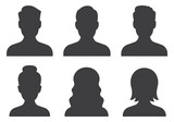 Avatar icons. Man head silhouette. Woman head silhouette. People silhouette