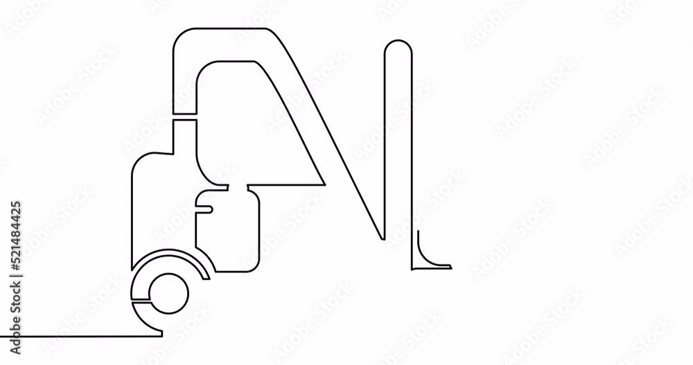Self drawing line animation forklift continuous line drawn concept video Self drawing line animation forklift continuous line drawn concept video