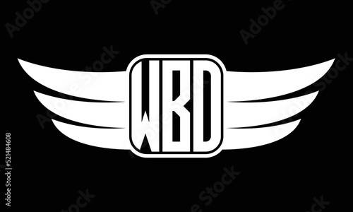 WBO three-letter Wing logo design. flying Vector template photo