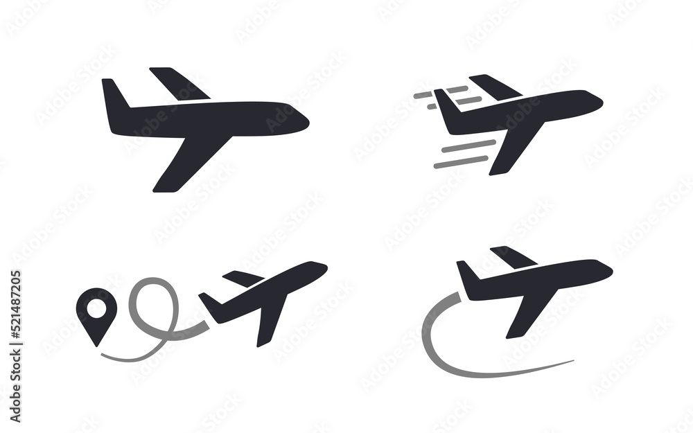 Airplane or plane flight vector icon Airplane or plane flight vector icon