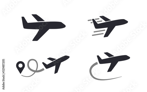 Airplane or plane flight vector icon photo