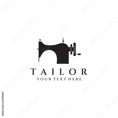 Tailor silhouette logo with needle, thread, benik and sewing machine markings. Logo design for tailors, fashion, boutiques and other clothing companies. With vector illustration design.